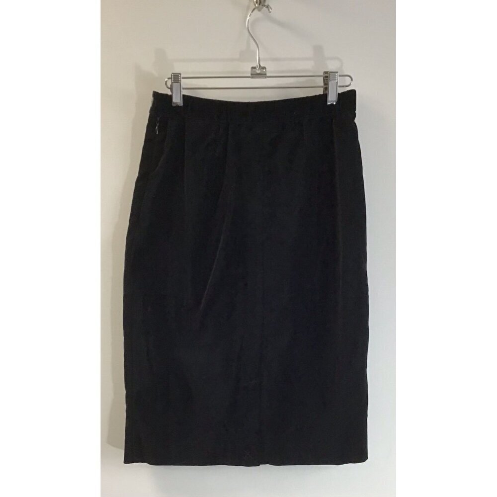 Joan Rivers Women Skirt Velvet Black Pencil Midi Elastic Waist Stretch XXS 🩶